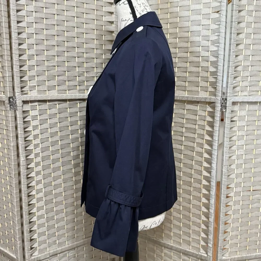 Talbots Cotton Peacoat with Bell Sleeves Petite P (XS/0-2) Navy Blue NWT - Picture 2 of 11